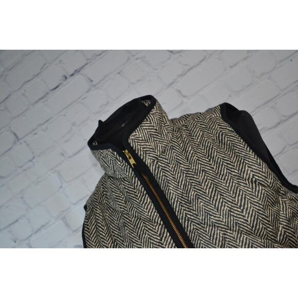 47851-a JCrew Quilted Jacket Vest Womens Sze Small Green Herringbone - Picture 7 of 7